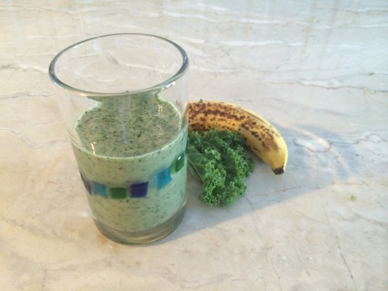 kale, banana, almond milk smoothie