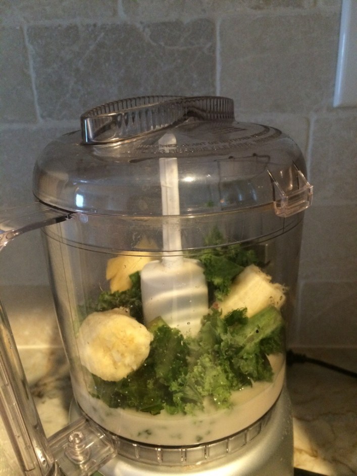 kale, banana, almond milk smoothie ingredients