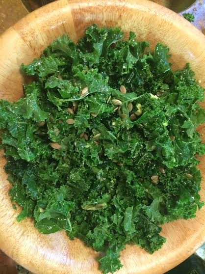 Kale avocado and pumpkin seeds